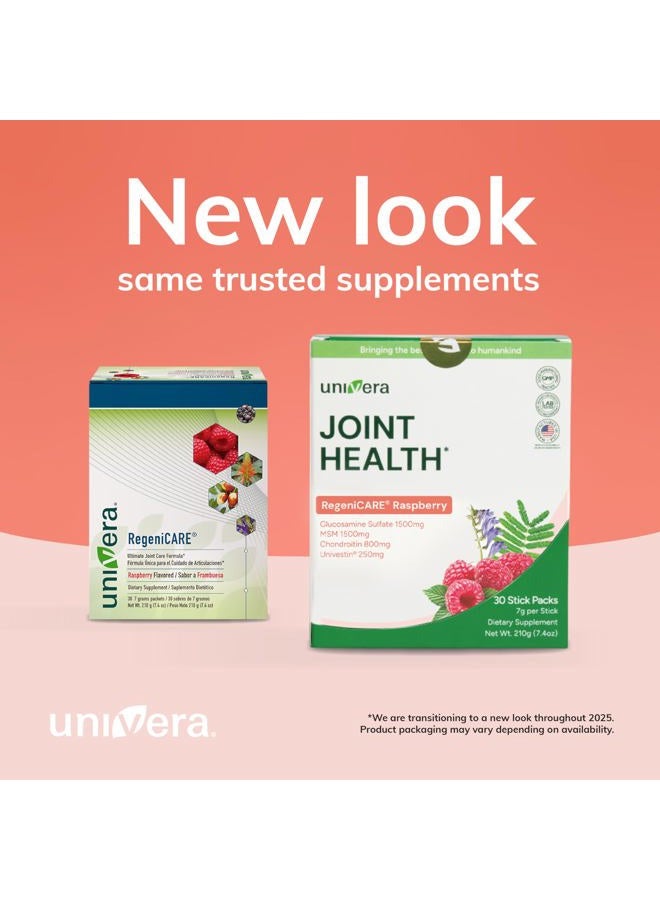 Univera ريجيني كير، جلوكوزامين، يونيستين، MSM، كوندرويتين، صحة المفاصل، سهل الحمل، نكهة التوت (30 حبة، 7 جرام عبوات فردية) - Image 2
