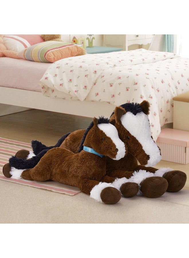 MaoGoLan دميّة حصان كبيرة من ماو غولان للأولاد، لعبة حصان محشوة كبيرة للبنات، حصان محشوة يمكن ركوبه للأطفال، وسادة حصان محشوة بلون القهوة لهدايا حفلات استقبال المواليد أو حفلات عيد الميلاد، 47 بوصة - Image 4