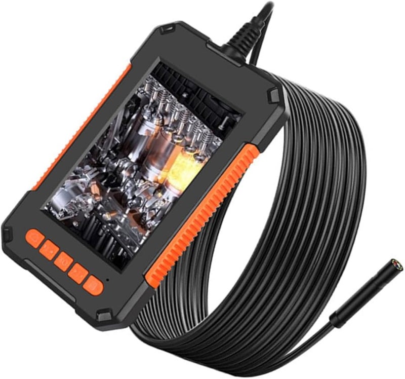 Digital Borescope Inspection Camera with Hard Wire LED Lights for Automotive Pipeline Black Orange - Image 1