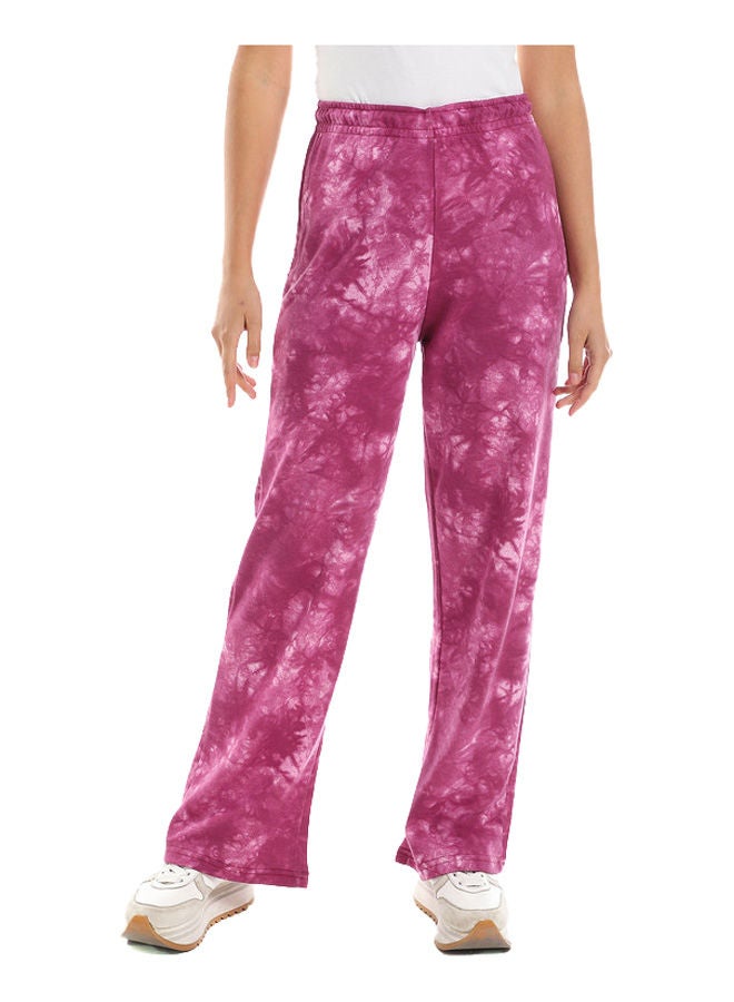 azeez Fuchsia Tie&Die Wide Leg High Waist Jogger - Image 1