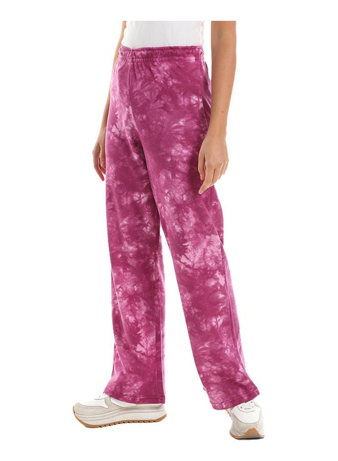 azeez Fuchsia Tie&Die Wide Leg High Waist Jogger - Image 2
