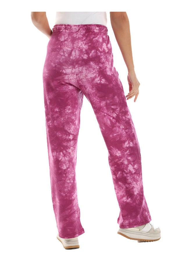 azeez Fuchsia Tie&Die Wide Leg High Waist Jogger - Image 3