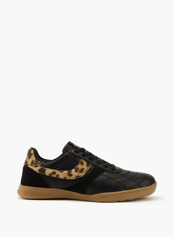 لي كوبر Women's Animal Print Lace-Up Sneakers