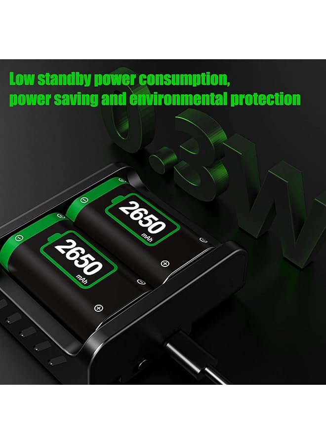 Rechargeable Battery Pack For Xbox Controllers Battery Charger Pack For Xbox One/S/X/Xbox One Elite/Xbox Series S/Xbox Series X 2*2650Mha High Capacity Battery With Fast Charger Station  - Image 3