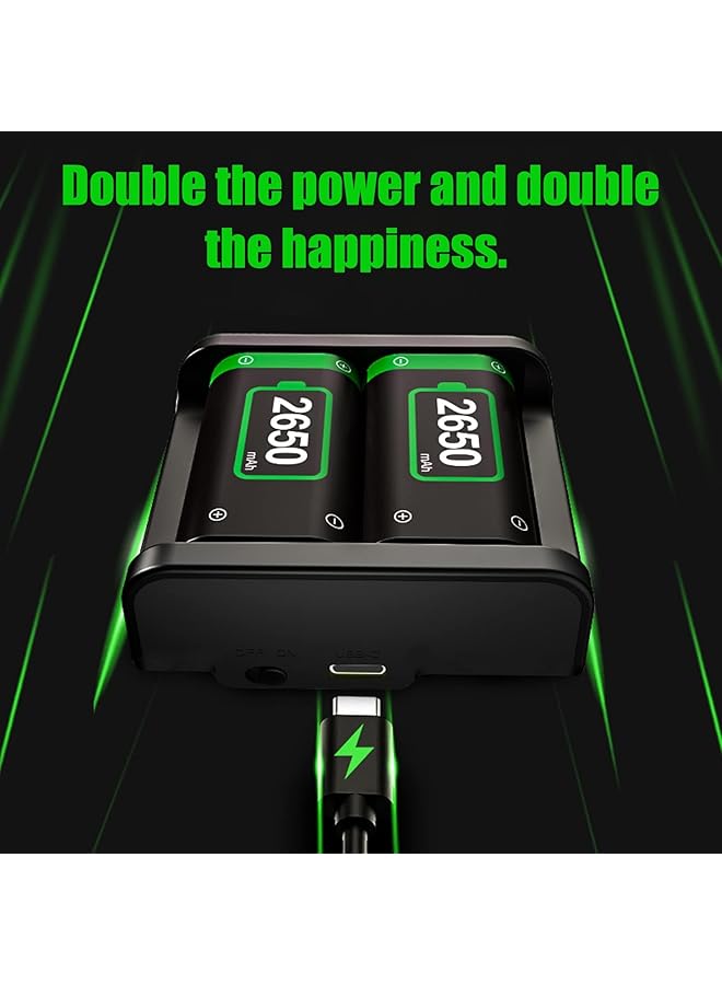 Rechargeable Battery Pack For Xbox Controllers Battery Charger Pack For Xbox One/S/X/Xbox One Elite/Xbox Series S/Xbox Series X 2*2650Mha High Capacity Battery With Fast Charger Station  - Image 5