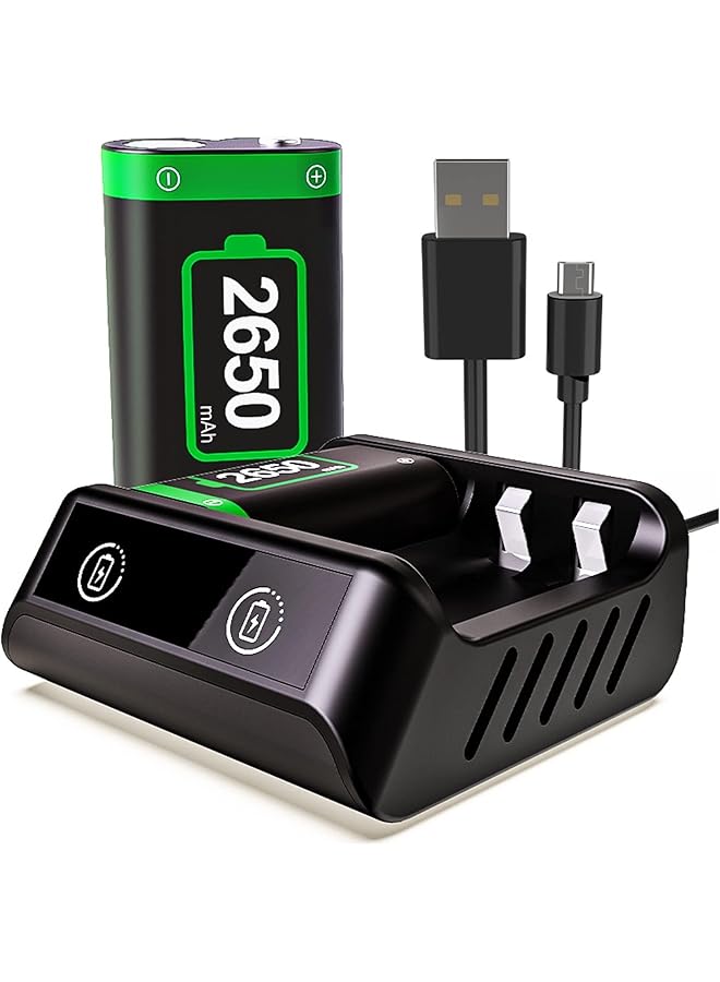 Rechargeable Battery Pack For Xbox Controllers Battery Charger Pack For Xbox One/S/X/Xbox One Elite/Xbox Series S/Xbox Series X 2*2650Mha High Capacity Battery With Fast Charger Station  - Image 1