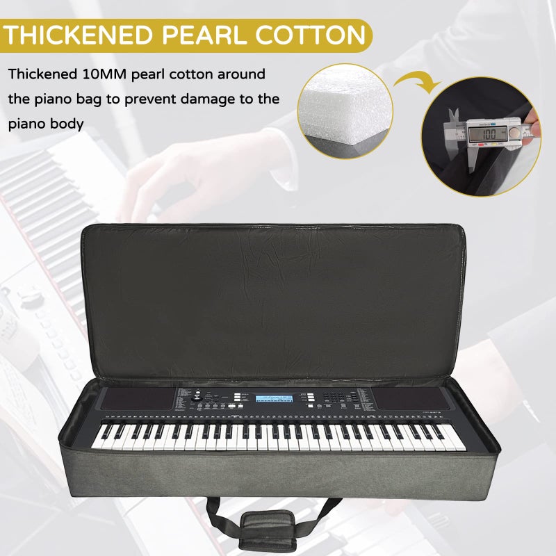 AKOZLIN 61-Key Full Padded Keyboard Gig Bag, 41.7”×17.3”×6.3”Portable Electric Piano Keyboard Case Foldable Bag - Image 4