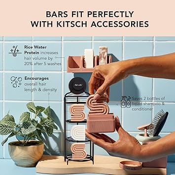 Kitsch Shampoo Bar Conditioner Set with Rice Water Solid Bar Shampoo and Conditioner Bars for Hair Care Rice Water Conditioner bar for Hair Thickening Strengthening ParabenFree 2pcs - Image 2