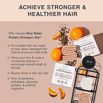 Kitsch Shampoo Bar Conditioner Set with Rice Water Solid Bar Shampoo and Conditioner Bars for Hair Care Rice Water Conditioner bar for Hair Thickening Strengthening ParabenFree 2pcs - Image 3