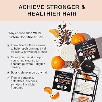 Kitsch Shampoo Bar Conditioner Set with Rice Water Solid Bar Shampoo and Conditioner Bars for Hair Care Rice Water Conditioner bar for Hair Thickening Strengthening ParabenFree 2pcs - Image 4