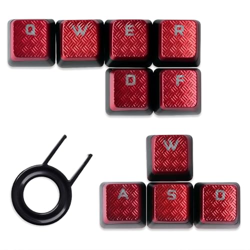 HUYUN 10Keys Corsair FPS Red Backlit Keycaps Replacement for Cherry Key Switches Gaming Keyboards(QWERDF+WASD) - Image 1
