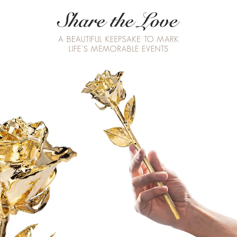 Forever Rose Bloom Box Bundle - a Genuine  One of a Kind  Real Rose Hand Dipped in Gold with Beautiful Phantom Vase and Blooming Box - Image 5