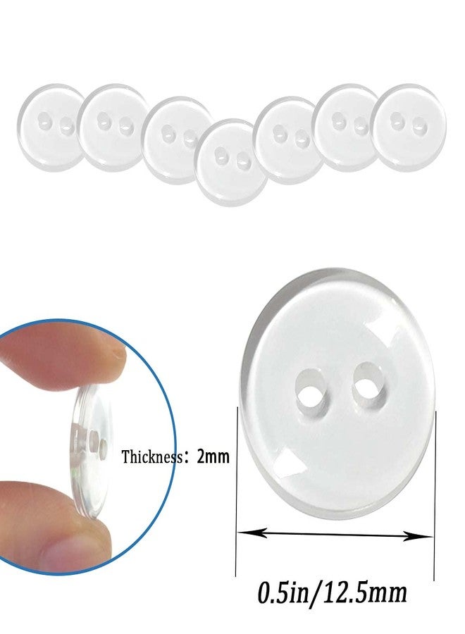 yuntop 100 Pcs Buttons 2 Hole, Resin Clear Buttons for Sewing and DIY Craft (1/2 Inch) - Image 2
