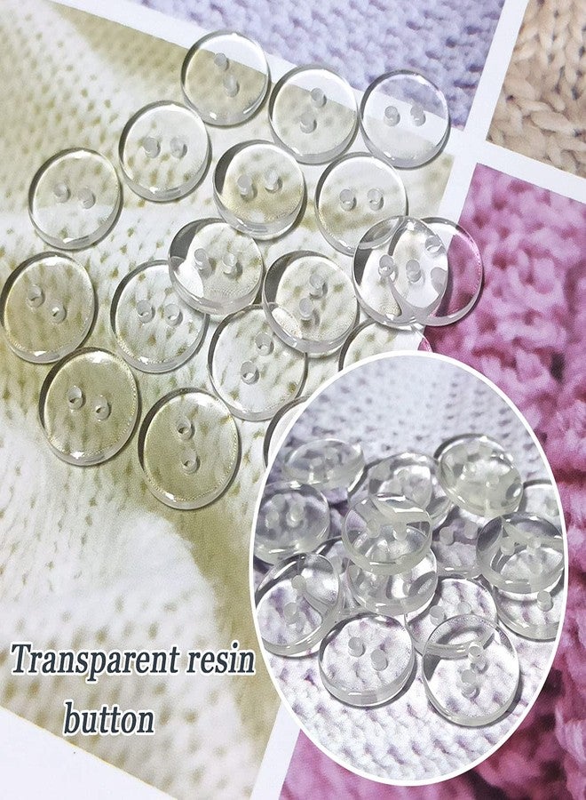 yuntop 100 Pcs Buttons 2 Hole, Resin Clear Buttons for Sewing and DIY Craft (1/2 Inch) - Image 5