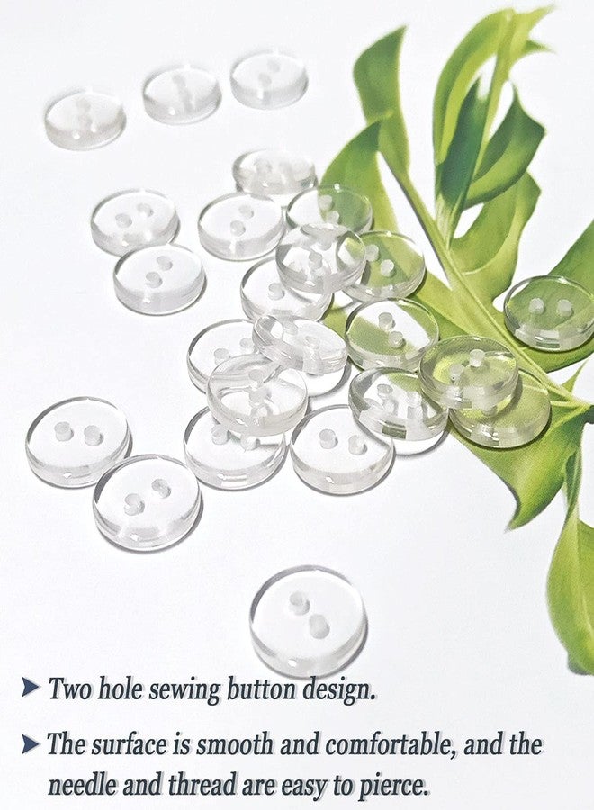 yuntop 100 Pcs Buttons 2 Hole, Resin Clear Buttons for Sewing and DIY Craft (1/2 Inch) - Image 4