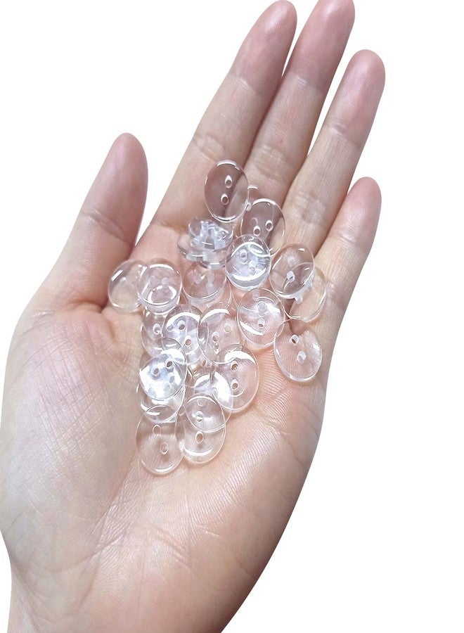 yuntop 100 Pcs Buttons 2 Hole, Resin Clear Buttons for Sewing and DIY Craft (1/2 Inch) - Image 3