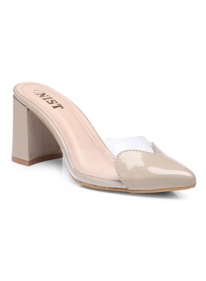 GNIST GNIST Plain Pointed Toe Block Heel Mules