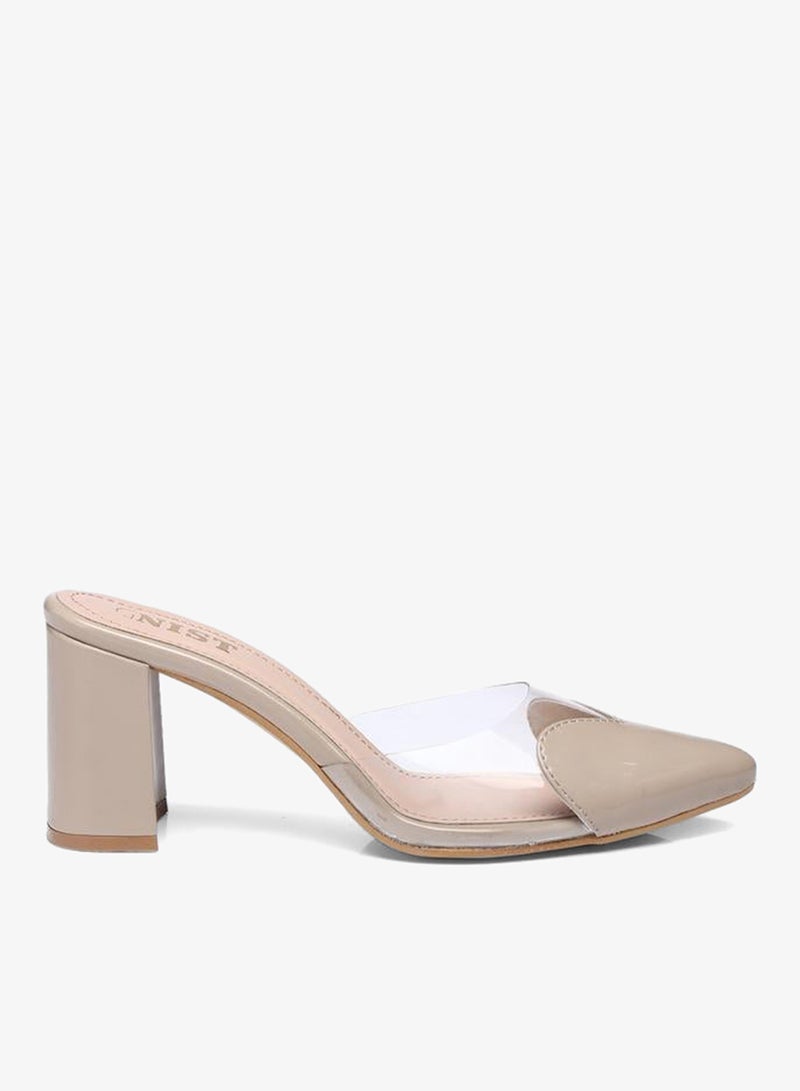 GNIST Plain Pointed Toe Block Heel Mules - Image 1