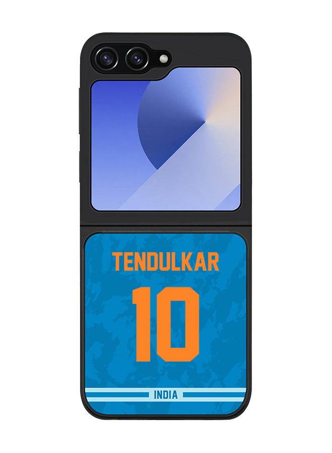 Stylizedd Rugged Black edge case for Samsung Galaxy Z Flip7 FE, Slim fit Case Flexible Anti Drop TPU Gel Thin Cover - Team India Sachin Tendulkar, Jersey No 10 - Image 1