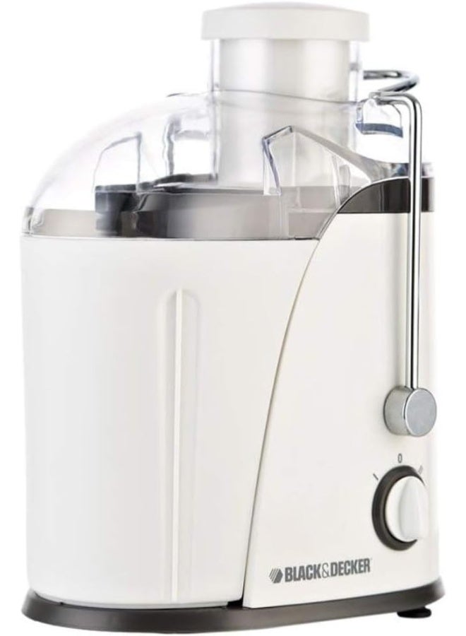 BLACK+DECKER High-Speed Juice Extractor, 65mm XL Feed Chute, 1.3L Pulp Container, 350ml Juice Cup, BPA Free, Stainless Steel Filter, Easy Fruit and Vegetable Juicing, 1.3 L 400 W JE400-B5 White - Image 1