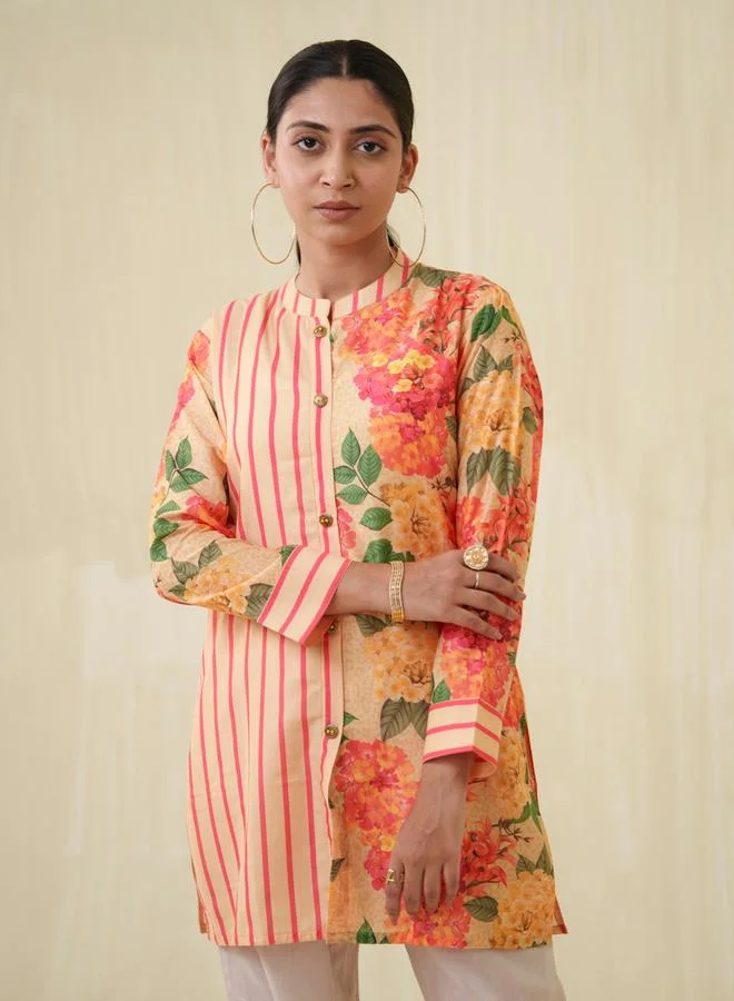 DW DW Floral Printed Longline Top and Trousers Co-Ords