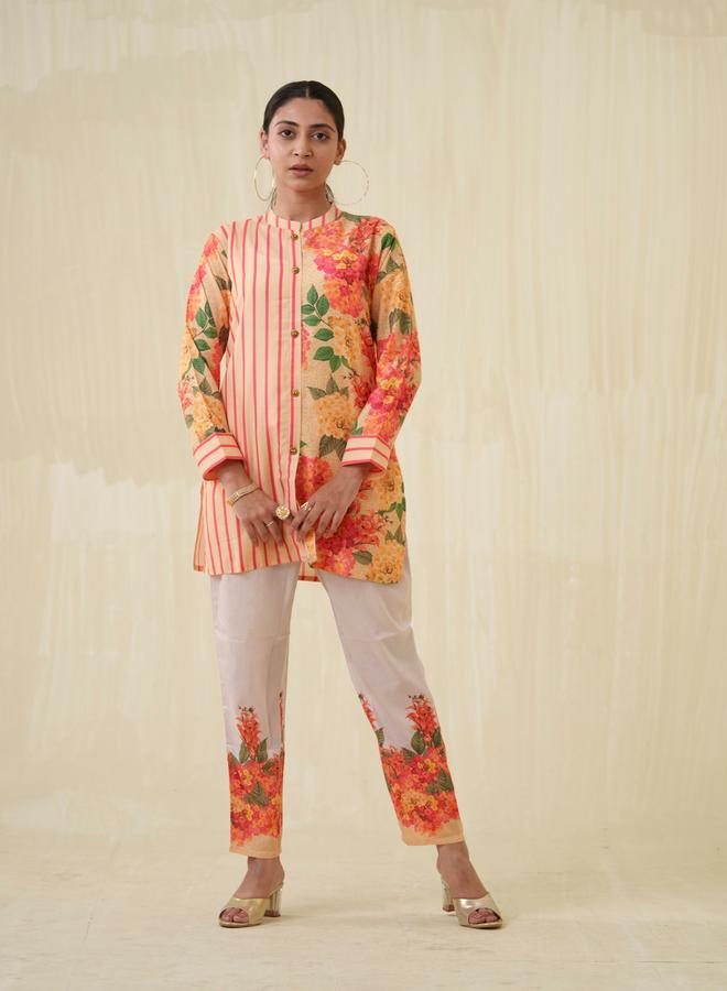 DW Floral Printed Longline Top and Trousers Co-Ords - Image 1
