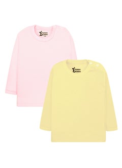 Funny Bunny Pack Of 2 Plain Color Long Sleeve Undershirt For Baby Girl  - Image 1