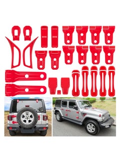 Excefore Full Set Exterior Decoration Trim Kit for Jeep Wrangler JL JLU 2018-2023, 26 PCS Door Hinge Handle Engine, Hood Hinge, Hood Latch Wheel, Rear Tailgate Window Hinge Cover, Red  - Image 1
