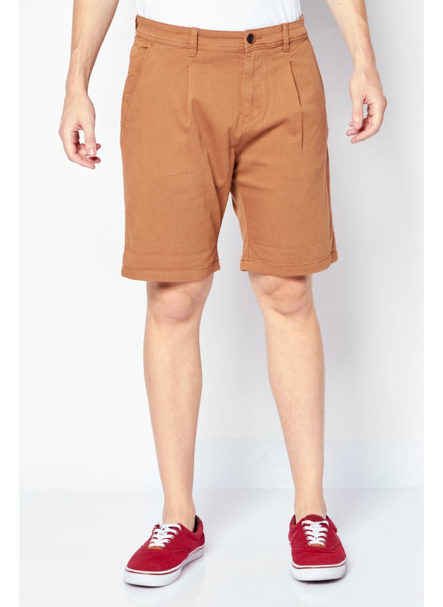 Selected Homme Men Solid Chino Shorts, Brown  - Image 1