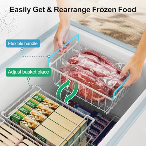 iSPECLE Freezer Organizer Bins - 4 Pack Stackable Chest Freezer Organizer for 5 Cu Ft Deep Freezer Sort Frozen Food, Deep Freezer Organizer Bins Easy to Get Food from Bottom without Digging, White - Image 5