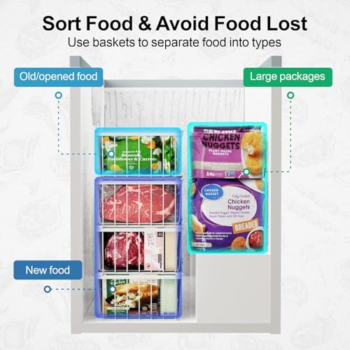 iSPECLE Freezer Organizer Bins - 4 Pack Stackable Chest Freezer Organizer for 5 Cu Ft Deep Freezer Sort Frozen Food, Deep Freezer Organizer Bins Easy to Get Food from Bottom without Digging, White - Image 4