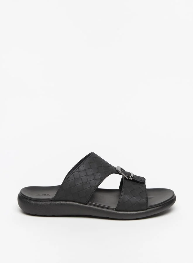 LBL by Shoexpress Men's Weaved Slip-On Sandals with Buckle Detail