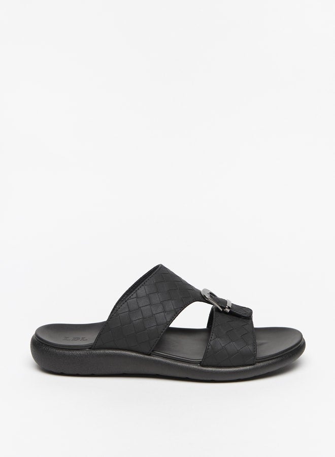 LBL by Shoexpress Men's Weaved Slip-On Sandals with Buckle Detail - Image 1