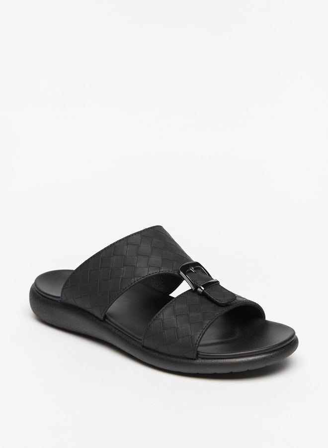 LBL by Shoexpress Men's Weaved Slip-On Sandals with Buckle Detail - Image 3