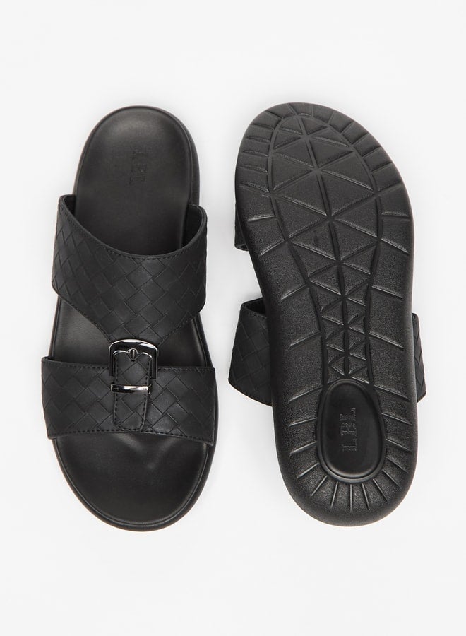 LBL by Shoexpress Men's Weaved Slip-On Sandals with Buckle Detail - Image 4