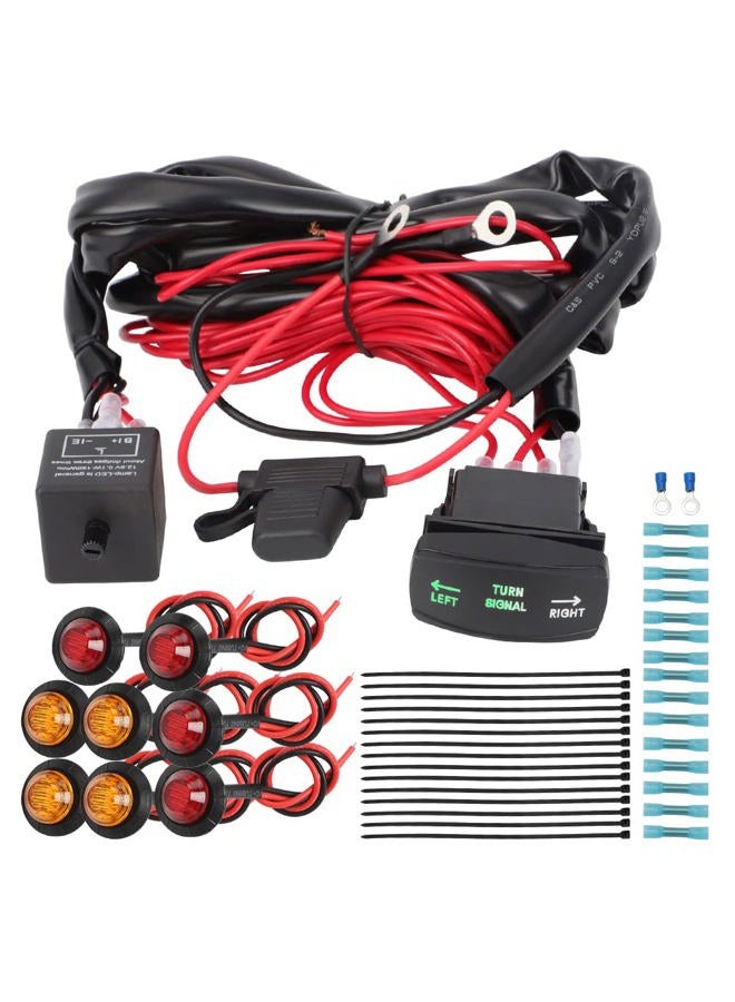 MOTOQUEEN UTV Turn Signal Kit Universal ATV Street Legal Kit with Rocker Switch Side by Side Turn Signal Light Kit for ATV UTV, Fits For Polaris Ranger RZR - Image 1