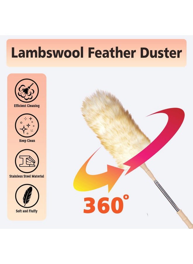Cede noo Cedenoo Lambswool Duster, Extendable Long Handle 55 Inch, Flexible, Washable Reusable Natural Dusters for High Ceilings, Wall, Ceiling Fans, Blinds, Furniture - Image 5