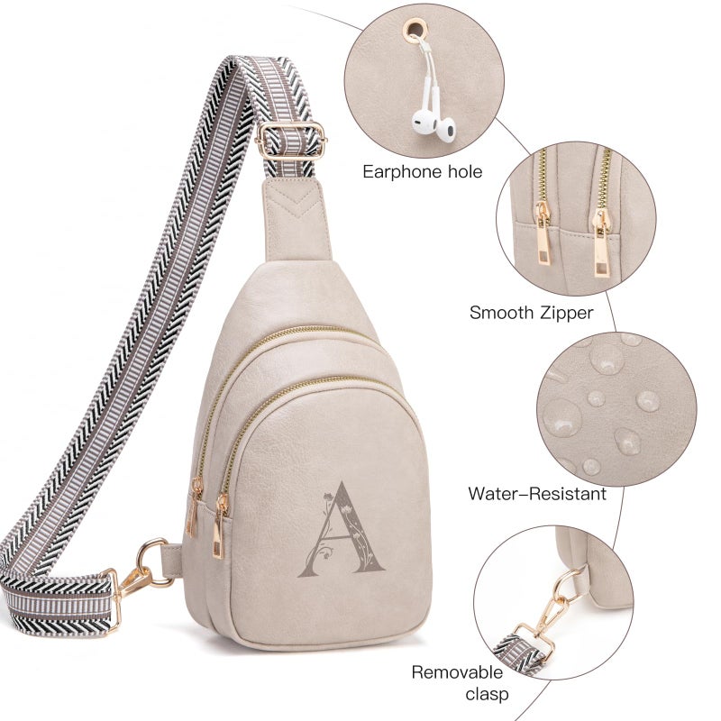 Viverte Crossbody Bags for Women Initial Sling Bag Cross Body Fanny Packs Personalized Gifts for Mom Women Wife (Cloud Gray-A) - Image 5