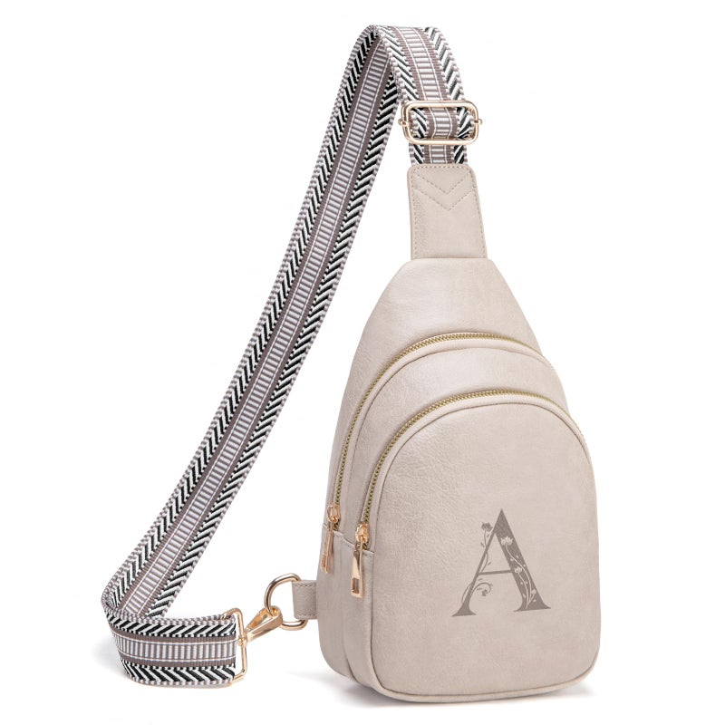 Viverte Crossbody Bags for Women Initial Sling Bag Cross Body Fanny Packs Personalized Gifts for Mom Women Wife (Cloud Gray-A) - Image 1