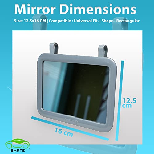 SARTE SA71V71 Car Sun Visor Mirror | Rear View Vanity Makeup Mirror for All Cars (GREY) (1 PCS) - Image 2
