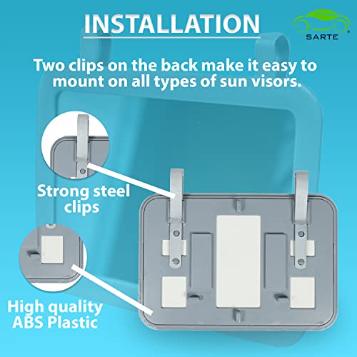 SARTE SA71V71 Car Sun Visor Mirror | Rear View Vanity Makeup Mirror for All Cars (GREY) (1 PCS) - Image 5