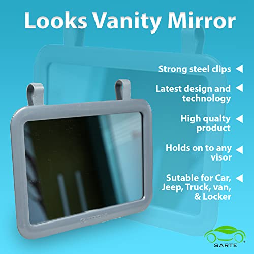 SARTE SA71V71 Car Sun Visor Mirror | Rear View Vanity Makeup Mirror for All Cars (GREY) (1 PCS) - Image 3