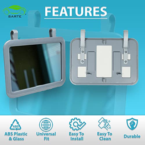 SARTE SA71V71 Car Sun Visor Mirror | Rear View Vanity Makeup Mirror for All Cars (GREY) (1 PCS) - Image 4