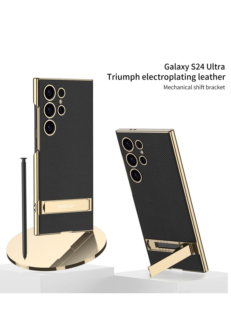 Aookay Case for Samsung Galaxy S24 Ultra Case with Pen, S24 Ultra Case with Stand Luxury PU Leather Slim Electroplate Cover for S24 Ultra,Not Original Pen (Carbon Fiber Black) - Image 2
