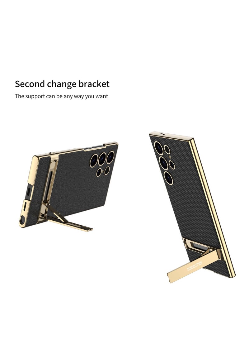 Aookay Case for Samsung Galaxy S24 Ultra Case with Pen, S24 Ultra Case with Stand Luxury PU Leather Slim Electroplate Cover for S24 Ultra,Not Original Pen (Carbon Fiber Black) - Image 3