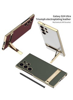 Aookay Case for Samsung Galaxy S24 Ultra Case with Pen, S24 Ultra Case with Stand Luxury PU Leather Slim Electroplate Cover for S24 Ultra,Not Original Pen (Carbon Fiber Black)  - Image 5