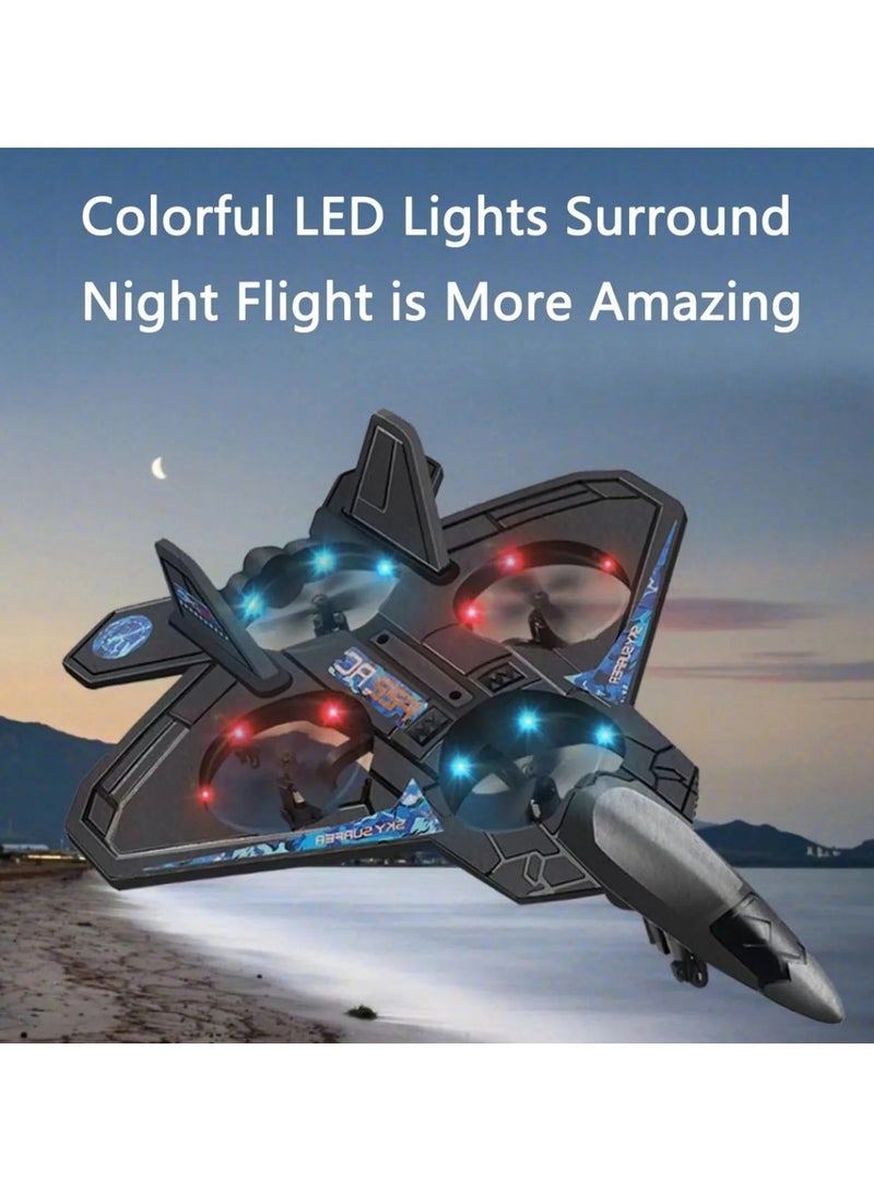 RC Plane Toy with Auto Hover – 6-Axis Gyro, 2.4GHz Remote Control Fighter Jet with 3D Flips, Easy Fly Function, Stunt Glider – EPP Foam Aircraft Drone for Adults (Black)  - Image 5