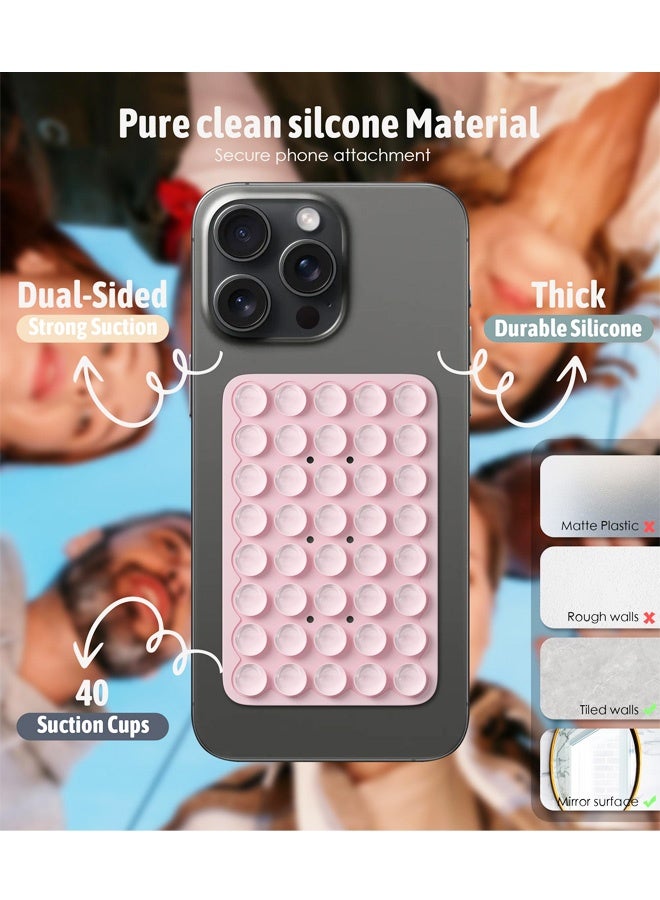 40 Grain Double Sided Silicone Suction Cup, Phone Suction Pad with Strong Adhesion, Silicone Grip for Selfies and Videos, Hands-Free Accessories for Phone Case, Light Pink - Image 3