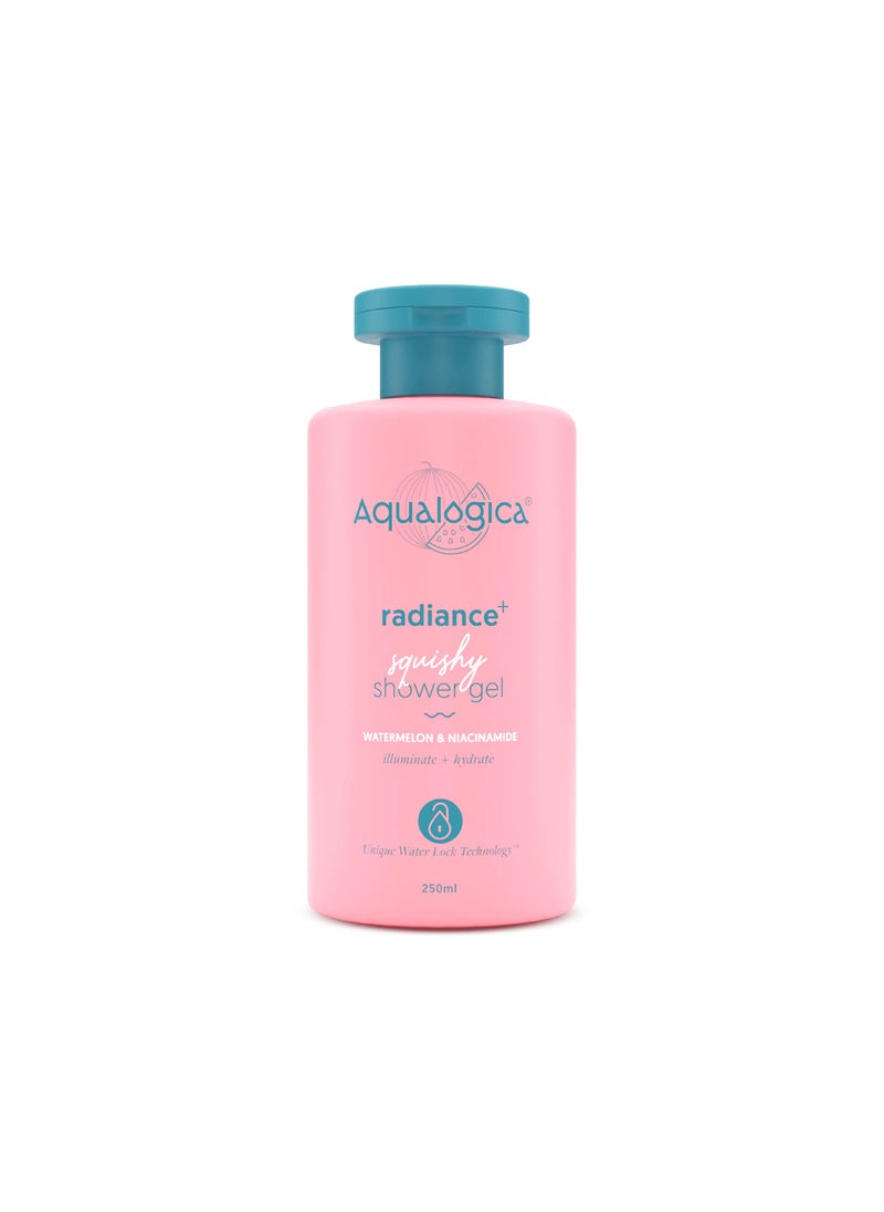 Aqualogica Aqualogica Radiance+ Squishy Shower Gel with Watermelon & Niacinamide | Relieves Dryness & Retains Moisture | Unisex Body Wash for Smooth & Radiant Skin | 8.45 Fl Oz/250ml 