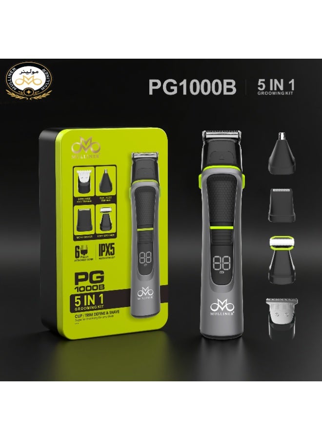 MULLINER PG1000B 5-in-1 Grooming Kit | Beard, Hair, Nose, Ear & Body Trimmer | Waterproof IPX5 - Image 2
